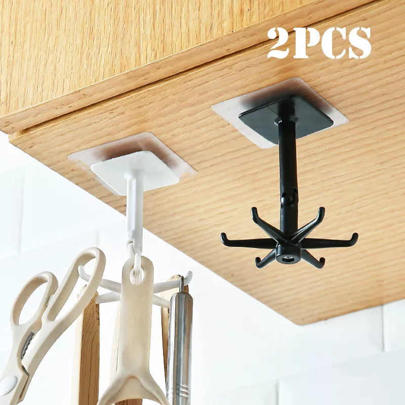 360 Degrees Rotated Kitchen Hooks Self Home Hanging Rack